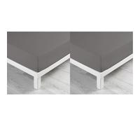 Douceur d'Intérieur Double, Coton, Gris Souris, 90 x 190 cm (Lot de 2)