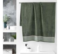 Douceur d'Intérieur, Drap de Bain (90 x 150 cm) Belina Kaki, Eponge Jacquard