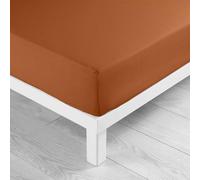 Douceur d'Intérieur, Drap Housse 100% Coton, 160 x 200 cm, Lina, Caramel, 2 Personnes, Bonnet 30 cm, Doux, Facile d'entretien