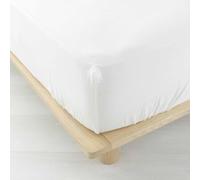 Drap housse 2 personnes 140 x 190 cm double gaze coton 57 fils Angelia Blanc