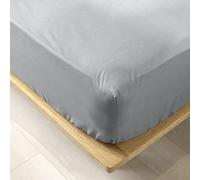 Douceur d'Intérieur - Drap housse Biolina 140 x 190 cm - 100% coton bio - Gris - bonnet 30 cm