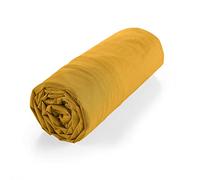 douceur d'intérieur, Drap Housse (140 x 190 cm) Biolina Ocre, 100% Coton Bio