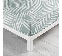 Douceur d'Intérieur Drap housse Botania 100% coton imprimé fougères Vert sauge 140 x 190 cm