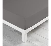 douceur d'intérieur, Drap Housse (140 x 190 cm) Lina Gris Souris, 100% Coton