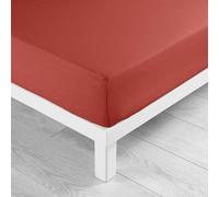 Douceur d'Intérieur – Drap-housse Lina 140 x 190 cm 100% coton 57 fils Terracotta bonnet 30 cm