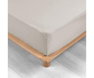 douceur d'intérieur, Drap Housse (140 x 190 cm) Percaline Lin, Percale de Coton