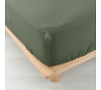 Douceur d'Intérieur - Drap-housse Angelia - Gaze de coton uni - 160 x 200 cm Kaki