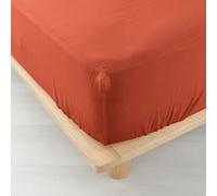 Douceur d'Intérieur Drap housse Angelia 2 personnes 160x200 cm double gaze coton 57 fils Orange