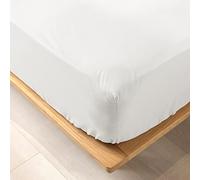 douceur d'intérieur, Drap Housse (160 x 200 cm) Biolina Blanc, 100% Coton Bio