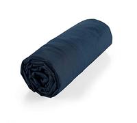 douceur d'intérieur, Drap Housse (160 x 200 cm) Biolina Bleu Nuit, 100% Coton Bio