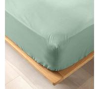 douceur d'intérieur, Drap Housse (180 x 200 cm) Biolina Sauge, 100% Coton Bio