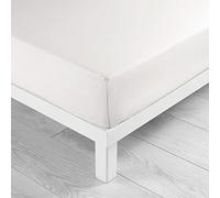 Douceur d'Intérieur Drap housse Lina 180 x 200 cm bonnet 30 cm 100% coton Blanc