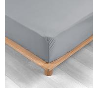 Drap housse gris 180 x 200 cm en percale bonnet de 30 cm Douceur d'Intérieur Gris