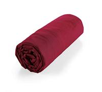 douceur d'intérieur, Drap Housse (90 x 190 cm) Biolina Bordeaux, 100% Coton Bio