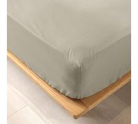 douceur d'intérieur, Drap Housse (90 x 190 cm) Biolina Taupe, 100% Coton Bio