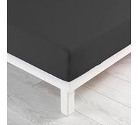 douceur d'intérieur, Drap Housse (90 x 190 cm) Jersy Anthracite, 100% Coton Jersey