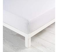 douceur d'intérieur, Drap Housse (90 x 190 cm) Jersy Blanche, 100% Coton