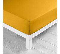 Douceur d'Intérieur Drap-housse Lina 90 x 190 cm Bonnet 30 cm 100% coton Curry