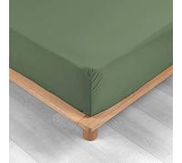 douceur d'intérieur, Drap Housse (90 x 190 cm) Percaline Kaki, Percale de Coton
