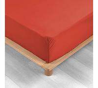 Douceur d'Intérieur – Drap housse Percaline 90x190 cm bonnet 30 cm percale 78 fils Terracotta