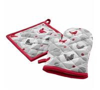 Douceur d'intérieur - Ensemble gant et manique Plumette - Rouge