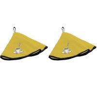 Douceur d'Intérieur, Essuie-Main Rond (Ø 60 cm) Tasse Jaune, Eponge Brodée (Lot de 2)