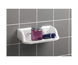 Douceur d'Intérieur, Etagère de Douche à Ventouses (30 x 8 x 17 cm) Blanc, Plastique Uni