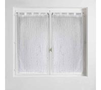 Douceur d'Intérieur Filiane Paire Droite Passants Voile Sable Rayures, Polyester, Blanc, 160 x 60 cm