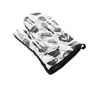 Douceur d'Intérieur, Gant (30 x 18 cm) Kitchen Blanc, Coton Imprimé et Silicone