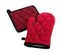 Douceur d'Intérieur, Gant Et Manique (18 x 28 Cm/20 x 20 Cm) Cuisiline Bordeaux, Coton Recyclé Imprimé