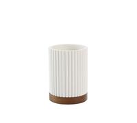 Douceur d'Intérieur – Gobelet Niagara – Polyrésine et acacia – Diamètre 8×10,8 cm – Blanc