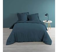 Douceur d'Intérieur Housse de Couette Percaline – Percale de coton Bleu 240 x 220 cm
