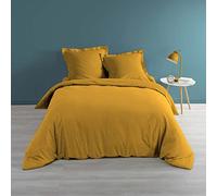 douceur d'intérieur, Housse de Couette (240 x 220 cm) Percaline Ocre, Percale de Coton