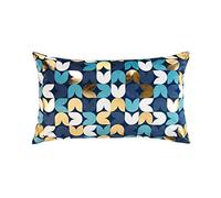 Douceur d'Intérieur, Housse de Coussin (30 x 50 cm) Vivaldi Bleu, Velours Imprimé Or