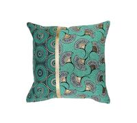 Douceur d'Intérieur, Housse de Coussin (40 x 40 cm) Lasco Vert, Coton Imprimé Or