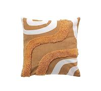 Douceur d'Intérieur, Housse de Coussin (40 x 40 cm) Mirade Camel, Coton Imprimé Tufté