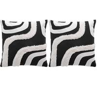 Douceur d'Intérieur, Housse de Coussin (40 x 40 cm) Mirade Noir, Coton Imprimé Tufté (Lot de 2)