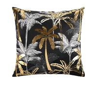 Douceur d'intérieur, Housse de Coussin (60 x 60 cm) Feanor Noir, Velours Imprimé Or