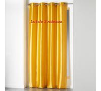 Douceur d'Intérieur Lot de 2 Rideaux a Oeillets 140 x 240 cm Shantung uni Shana Moutarde