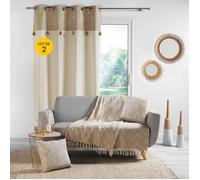 Douceur d'Intérieur - Lot de 2 rideaux œillets 140 x 240 cm Polycoton Sultan Or, haut métallisé
