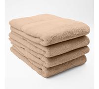 Douceur d'Intérieur, Lot de 4 Draps de Douche (70 x 130 cm) Eponge Unie, Elégance Noisette