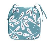 Douceur d'Intérieur, Lot de 4 Galettes de Chaise (38 x 38 x 1,8 cm) Sandy Bleu, Microfibre Imprimée