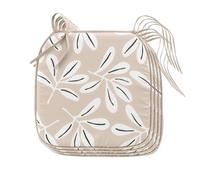 Douceur d'Intérieur, Lot de 4 Galettes de Chaise (38 x 38 x 1,8 cm) Sandy Naturel, Microfibre Imprimée