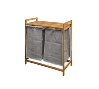 Douceur d'Intérieur, Meuble à Linge (64 x 33 x 73 cm) Tao Gris, Polyester et Bambou
