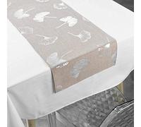 Douceur d'Intérieur, Nappe avec Chemin de Table (140 x 250 cm/35 x 140 cm) Euphoria Blanc/Noisette/Argent, Polyester