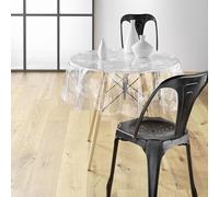 Douceur d'Intérieur, Nappe Cristal Ronde (Diamètre 140 cm) Danela Blanc, PVC Imprimé 14 / 100E