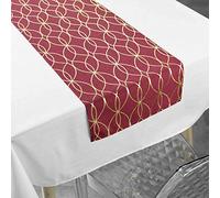 Douceur d'Intérieur, Nappe de Fête avec Chemin de Table (140 x 250 cm/35 x 140 cm) Elipsa Blanc/Rouge/Or, Polyester