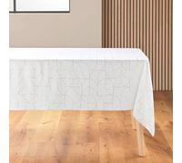 Douceur d'Intérieur, Nappe de Fête Rectangle (140 x 240 cm) Louxor Blanc/Or, Microfibre Imprimée