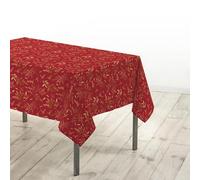 Douceur d'Intérieur, Nappe de Fête Rectangle (140 x 240 cm) Naelle Rouge/Or, Microfibre Imprimée