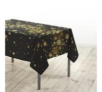 Douceur d'Intérieur, Nappe de Fête Rectangle (150 x 240 cm) Constellation Noir/Or, Polyester Imprimé Métallisé